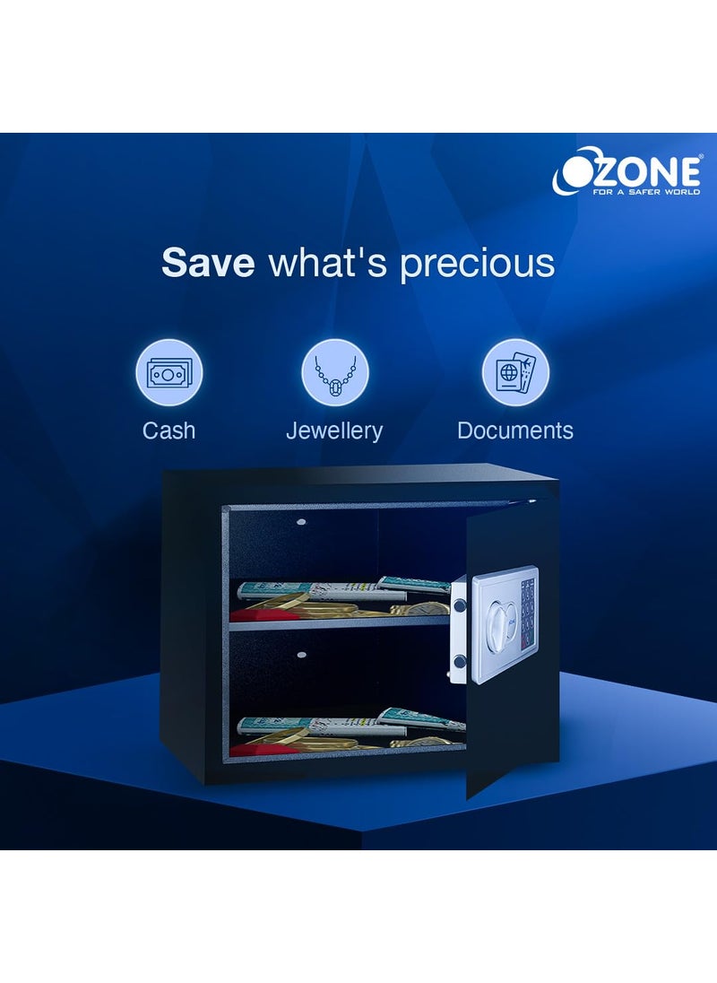 Ozone Ozone 1611 Litres Digital Safe Locker for Home Office Digital Lock 1Way Unlocking Password Size 250H x 350W x 250D mm Weight 95kg 2Year Warranty Black  - Image 2
