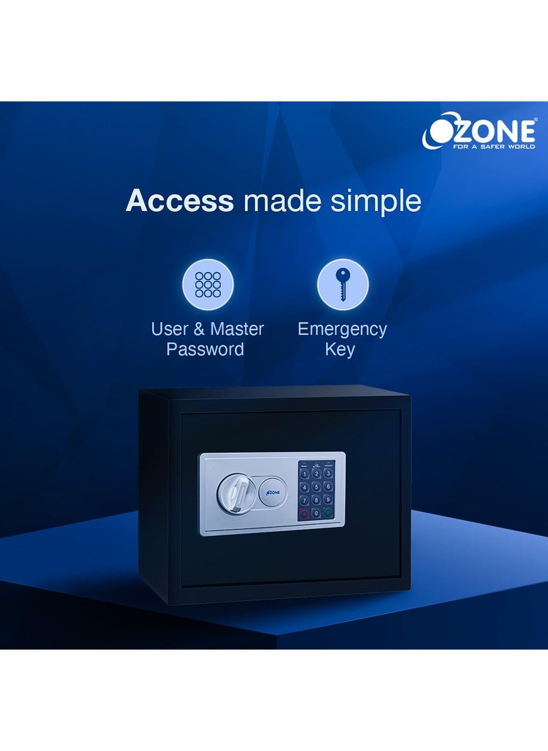 Ozone Ozone 1611 Litres Digital Safe Locker for Home Office Digital Lock 1Way Unlocking Password Size 250H x 350W x 250D mm Weight 95kg 2Year Warranty Black  - Image 5