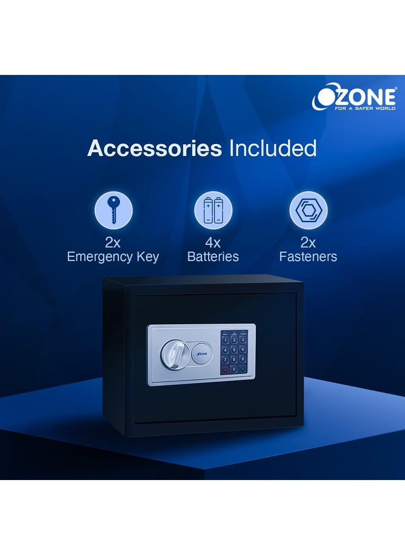Ozone Ozone 1611 Litres Digital Safe Locker for Home Office Digital Lock 1Way Unlocking Password Size 250H x 350W x 250D mm Weight 95kg 2Year Warranty Black  - Image 4