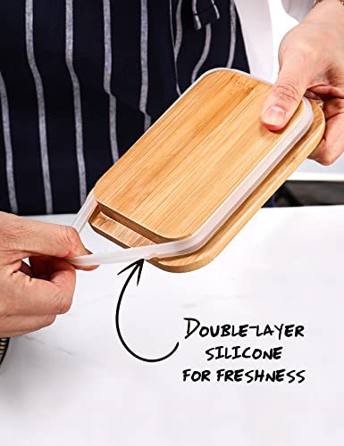 AISBUGUR Butter Dish with Lid,Butter Dish for Countertop,AISBUGUR Metal Butter Keeper with Stainless Steel Multipurpose Butter Knife,Large Butter Container with Silicone Home Decor Kitchen Gift White - Image 3