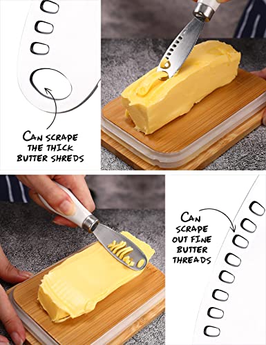 AISBUGUR Butter Dish with Lid,Butter Dish for Countertop,AISBUGUR Metal Butter Keeper with Stainless Steel Multipurpose Butter Knife,Large Butter Container with Silicone Home Decor Kitchen Gift White - Image 4