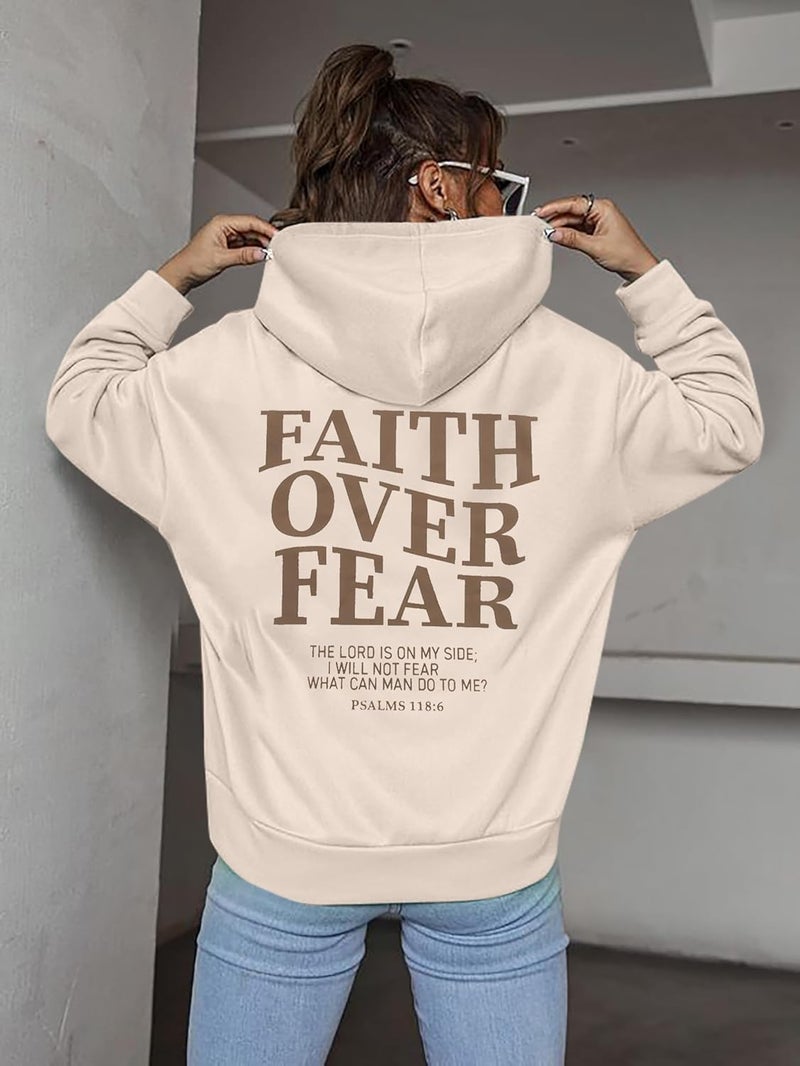 BANGELY Faith Over Fear Hoodie Women Christian Sweatshirt Graphic Christian Religious Sayings Sweater Bible Pullover Tops - Image 4