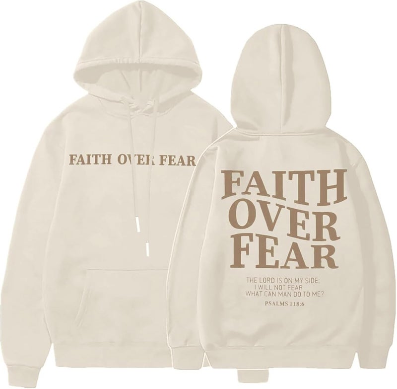 BANGELY Faith Over Fear Hoodie Women Christian Sweatshirt Graphic Christian Religious Sayings Sweater Bible Pullover Tops - Image 1