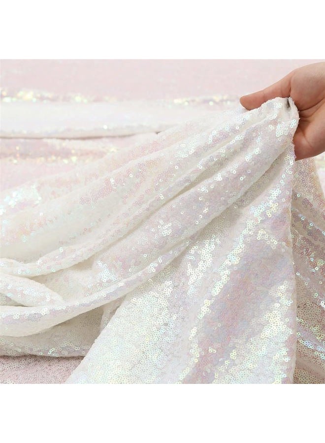 Poise3EHome Sequin Backdrop Curtain, Glitter Photography Background, Sequence Xmas Thanksgiving Backdrop (White Iridescent, 2 pcs-2ftx8ft) - Image 3
