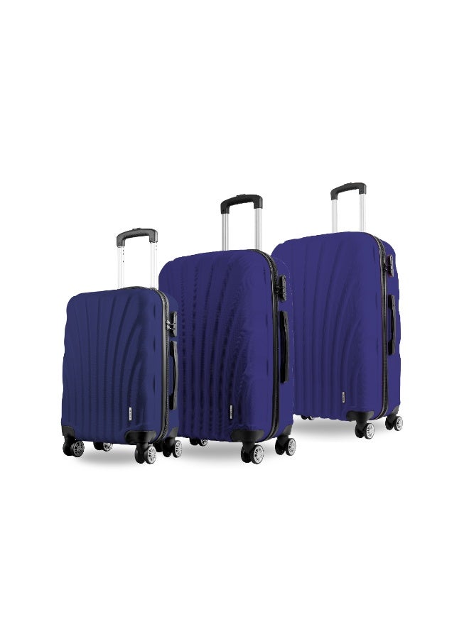 Reflection ABS Luggage Set of 3, Lightweight & 360° Silent Wheels Suitcase, ABS Hard Luggage Trolley, Travel Luggage with Spinner Wheels  (3pc Set, D.Blue) - Image 1