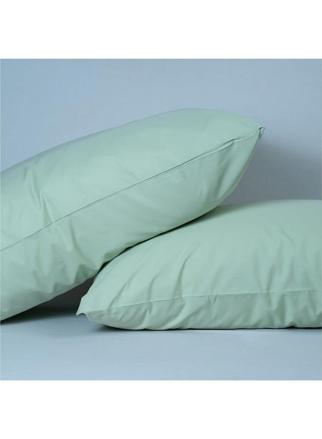 Atelier Set of 2 Pillow Cases 400 Thread Count 100% Cotton Long Staple Pillowcase, Durable and Silky Soft Pillow Covers, Natural Luxurious Hotel Class Bedding (King, Laurel Green) - Image 1