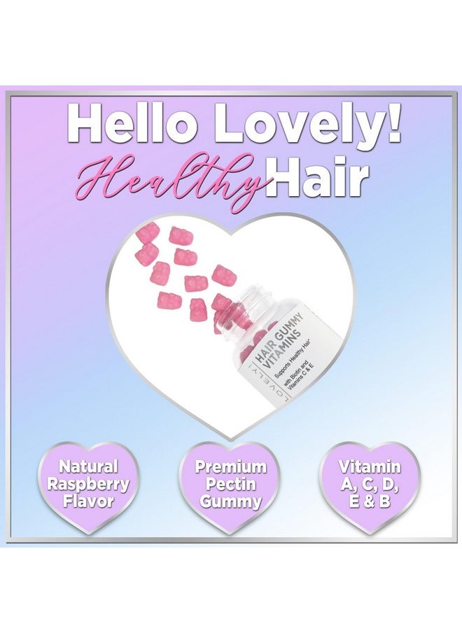 Hello Lovely! Hello Lovely! Hair Vitamins Gummy with Biotin 5000 mcg Vitamin E & C Support Hair Growth, Premium Vegetarian Non-GMO, for Stronger Beautiful Hair, Skin & Nails Supplement - 60 Bear Gummies  - Image 4