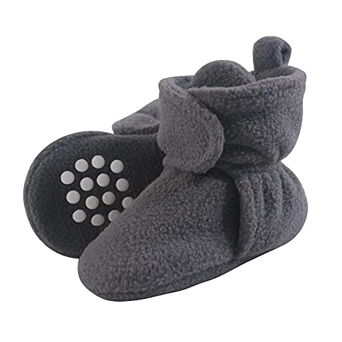 Luvable Friends baby girls Cozy Fleece Booties Slipper Sock, Charcoal, 0-6 Months Infant US - Image 1