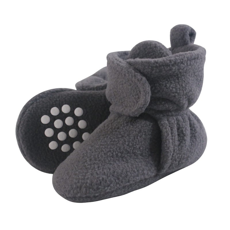 Luvable Friends baby girls Cozy Fleece Booties Slipper Sock, Charcoal, 0-6 Months Infant US - Image 5