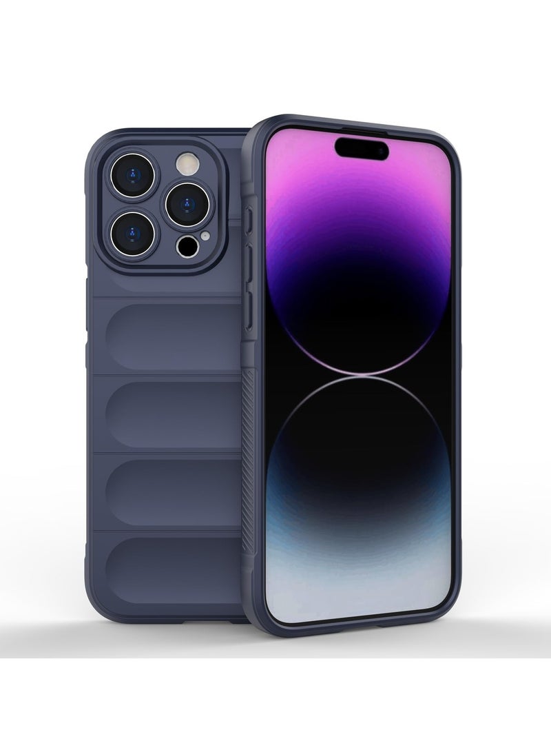 جراب موبايل ماجيك شيلد  سيليكون مضاد للصدمات وحمايه للكاميرا متوافق Iphone 15 Pro Max (ازرق غامق)