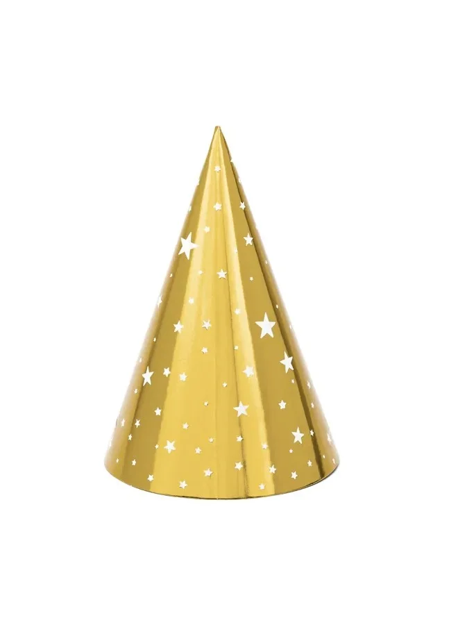 Share The Love Party Hats with Stars Gold Set of 6