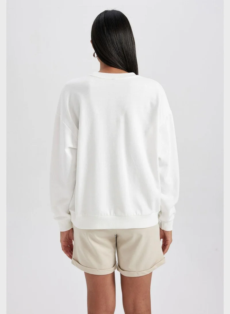 DeFacto Crew Neck Printed Sweatshirt