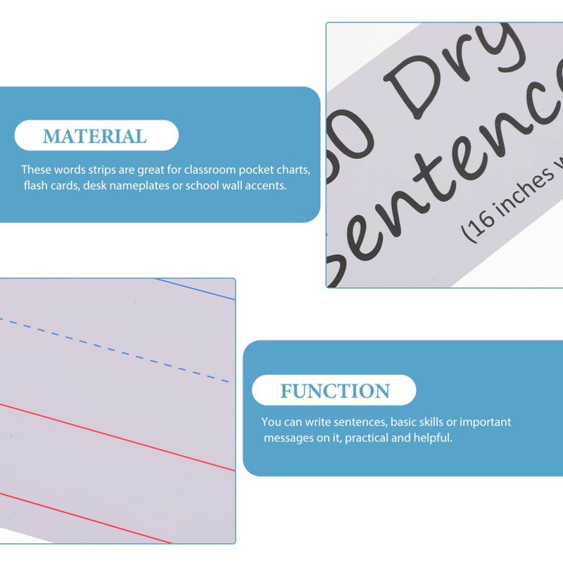 Vicasky 30 Pcs Double Sided Ruled Sentence Strips for Classroom Spelling Practice - Image 4
