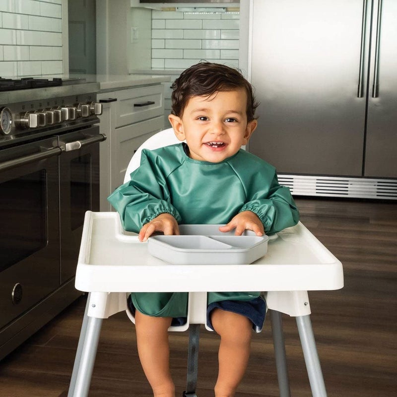 Tiny Twinkle Long Sleeve Bib for Babies & Toddlers | 2-Pack Waterproof Smock Bib for Eating | Machine Washable & Mess-Proof Feeding Essentials | Newborn Shower Gift (Slate Olive,6â€“24M) - Image 5