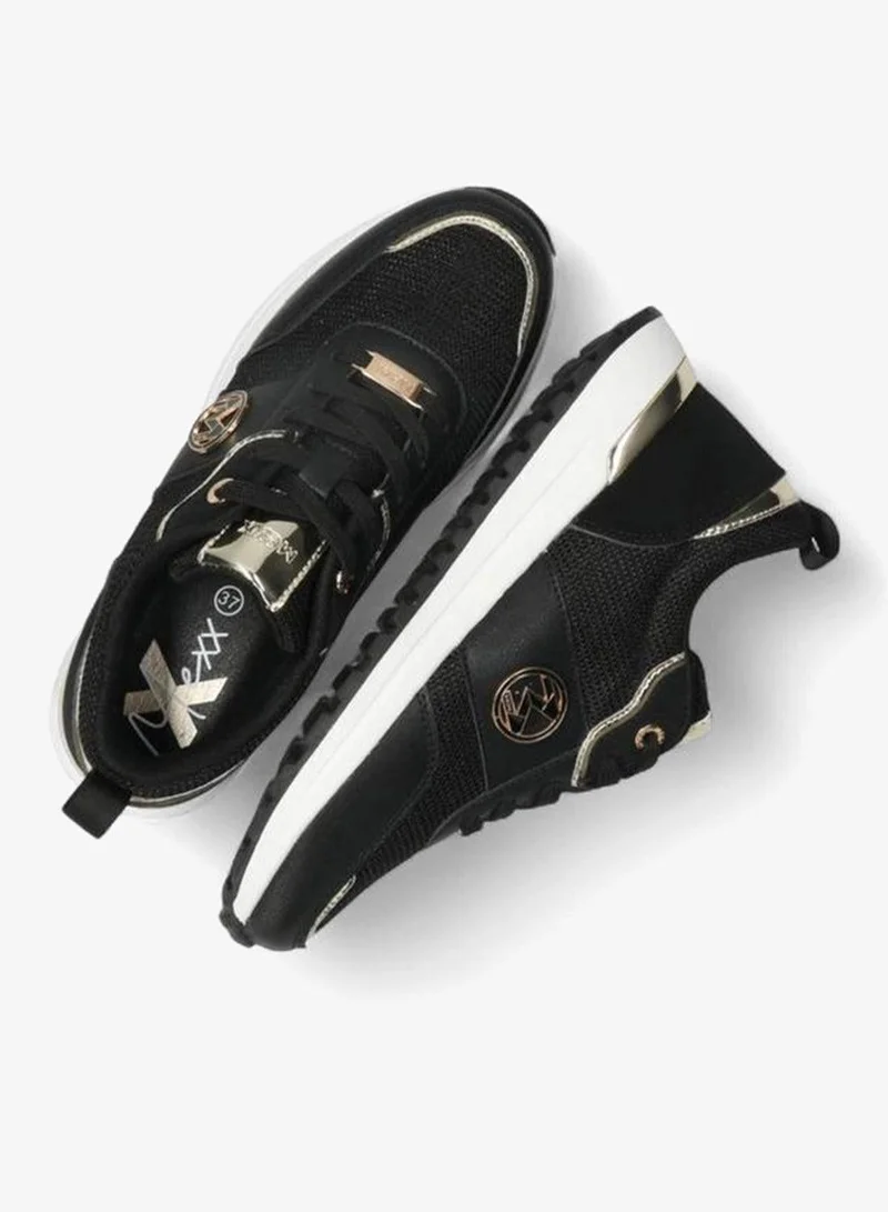 MEXX BLACK Panelled Lace-Up Sneakers for Women | Best Price UAE