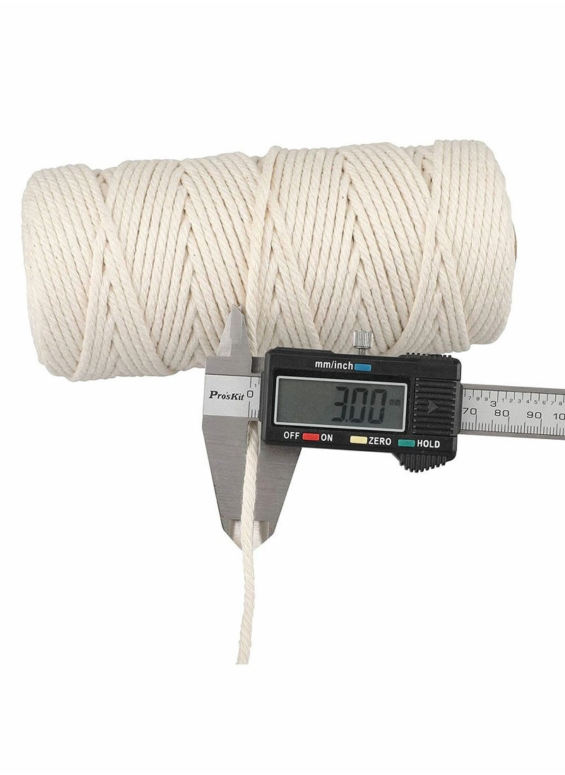 Excefore - Macrame Cord,Natural Cotton Macrame String Twine,100 M, 3 MM Kitchen Bakers String for DIY Crafts,Tying Meat,Making Sausage and Packaging Decoration Macrame Hanging Yard - Image 1