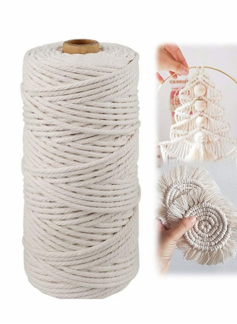 Excefore - Macrame Cord,Natural Cotton Macrame String Twine,100 M, 3 MM Kitchen Bakers String for DIY Crafts,Tying Meat,Making Sausage and Packaging Decoration Macrame Hanging Yard - Image 1