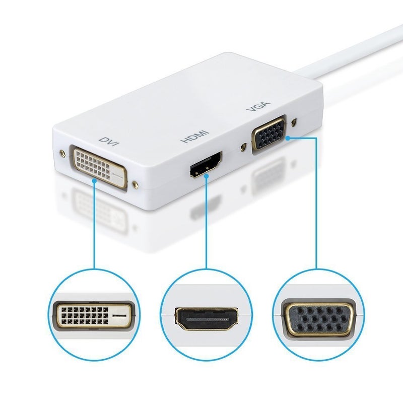 Microware محول كابل عرض Mini DisplayPort Thunderbolt إلى HDMI/DVI/VGA مطلي بالذهب 3 في 1 لمك بوك Mac-Book برو Mac-Book إير Mac-Book ميني - Image 4
