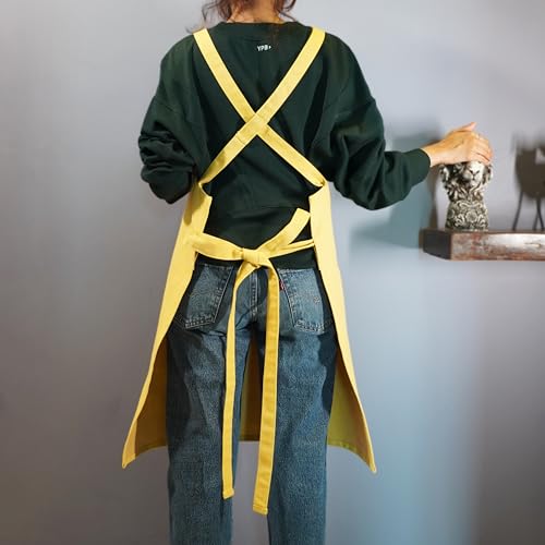 RUSTIQUE LINENS: 100% Cotton Cross-Back Apron with AquaVentism™: Fused Breathable membrane with Water‑Resistance – Kitchen Apron for Cooking, Baking, Cleaning –Pumpkin - Image 4