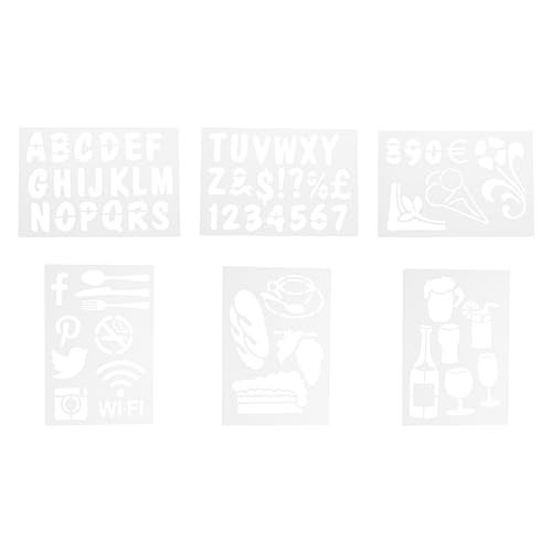 Securit American Metalcraft SECSTN5 Transparent Stencil Set for Restaurant Signage, Assorted Shapes & Letters - Image 1