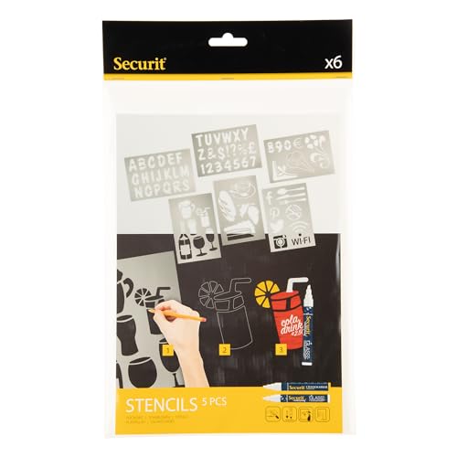 Securit American Metalcraft SECSTN5 Transparent Stencil Set for Restaurant Signage, Assorted Shapes & Letters - Image 3