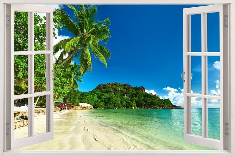 Paper Plane Design Paper Plane Design 3D Vinyl Wall Decal Sticker Waterfalls Sea View Window Framed Wall Poster for Home Dcor Small 90 x 60 CM