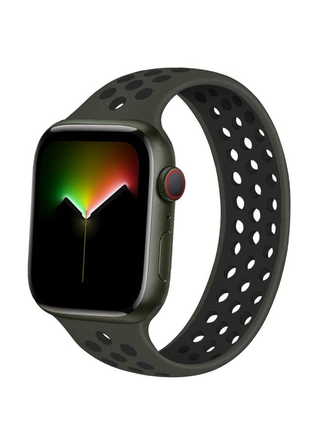 Stretchy Soft Silicone Solo Loop Compatible with Apple Watch Ultra 2/10/9/8/7/6/SE/5/4/3/2/1 – 42mm–49mm Replacement Sport Band