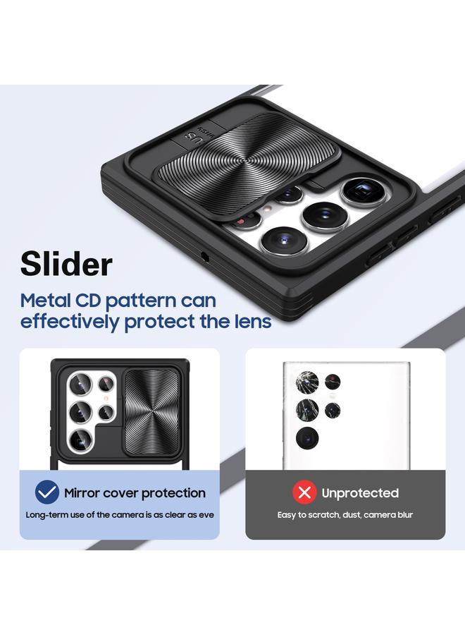 إيروريكس جراب هاتف منزلق بتغطية كاملة 360 درجة لهاتف Samsung Galaxy S22 Ultra 5G (أسود) - Image 4