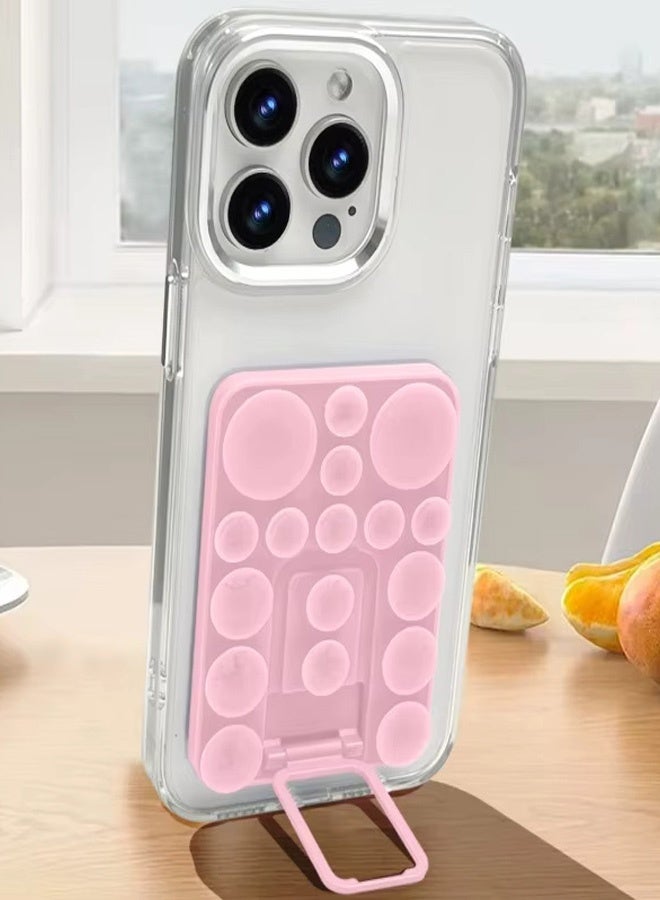 Silicone Suction Cup Phone Case Mount, Phone Accessories Hands-Free Strong Grip Holder With Kickstand Foldable Desktop Bracket Phone Case Desk for Selfies and Videos, Silicon Phone Holder for iPhone and Android (Light Pink) - Image 1