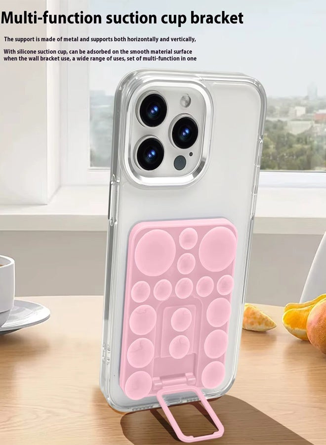 Silicone Suction Cup Phone Case Mount, Phone Accessories Hands-Free Strong Grip Holder With Kickstand Foldable Desktop Bracket Phone Case Desk for Selfies and Videos, Silicon Phone Holder for iPhone and Android (Light Pink) - Image 5