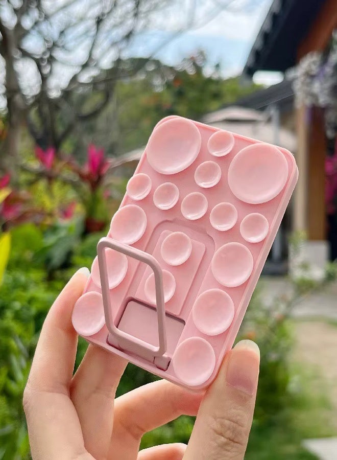 Silicone Suction Cup Phone Case Mount, Phone Accessories Hands-Free Strong Grip Holder With Kickstand Foldable Desktop Bracket Phone Case Desk for Selfies and Videos, Silicon Phone Holder for iPhone and Android (Light Pink) - Image 2