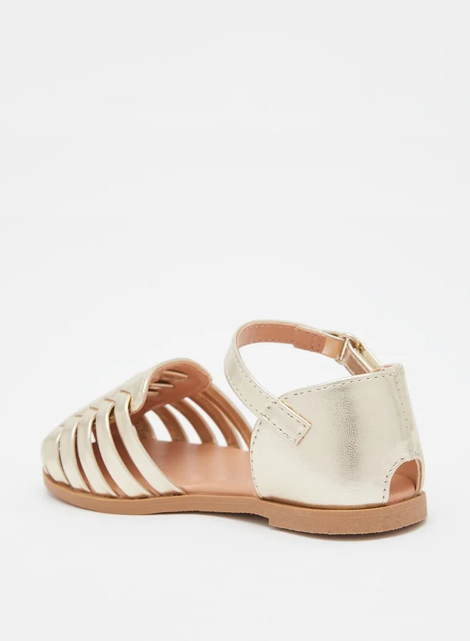 جونيورز Girls Flat Sandals with Hook and Loop Closure