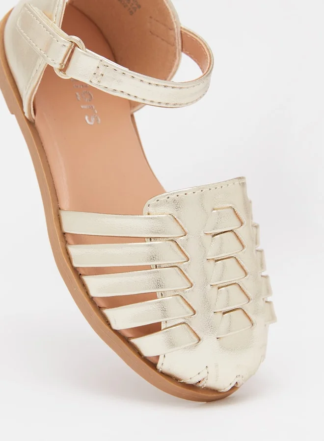 جونيورز Girls Flat Sandals with Hook and Loop Closure