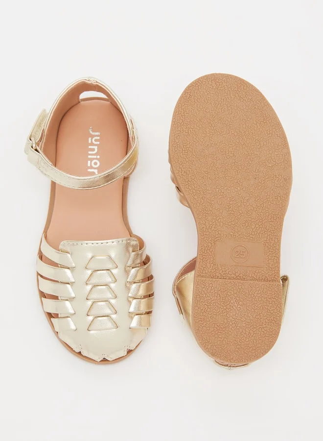جونيورز Girls Flat Sandals with Hook and Loop Closure