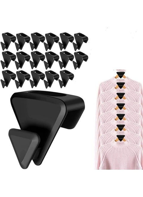 Space Saving Hanger Hooks Ultra- Premium Hanger Hooks Triple Closet Space 18 Value Pack, Cascade Hangers to Create Up to 3X More Closet Space, Easy to Use Slip-Over Design,Black