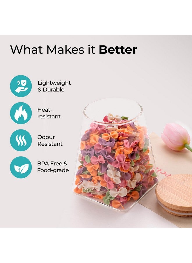 The Better Home The Better Home Borosilicate Kitchen Container With Wooden Lid And Metal Loop | Multi-Utility, Leakproof, Airtight Storage Jar For Cookies, Snacks, Tea, Coffee | Microwave & Oven Safe | 560 ml ml  - Image 2