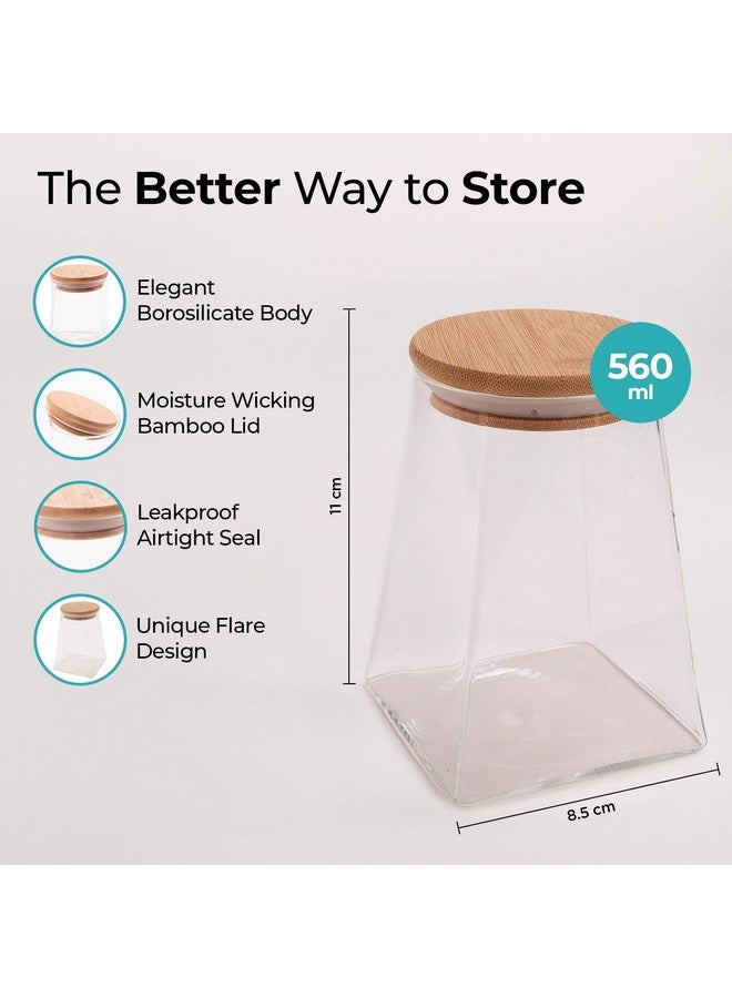 The Better Home The Better Home Borosilicate Kitchen Container With Wooden Lid And Metal Loop | Multi-Utility, Leakproof, Airtight Storage Jar For Cookies, Snacks, Tea, Coffee | Microwave & Oven Safe | 560 ml ml  - Image 3