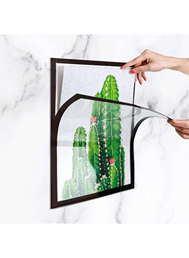 SYOSI 4 قطع إطارات لوحات الماس، 25 × 35 سم إطار صورة ماس ذاتي اللصق، إطارات مغناطيسية ذاتية اللصق للجدار والنوافذ والأبواب باللون الأسود، ديكور منزلي ومكتبي للجدران - Image 5