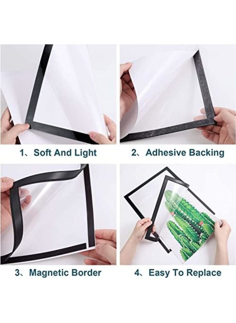 SYOSI 4 قطع إطارات لوحات الماس، 25 × 35 سم إطار صورة ماس ذاتي اللصق، إطارات مغناطيسية ذاتية اللصق للجدار والنوافذ والأبواب باللون الأسود، ديكور منزلي ومكتبي للجدران - Image 4