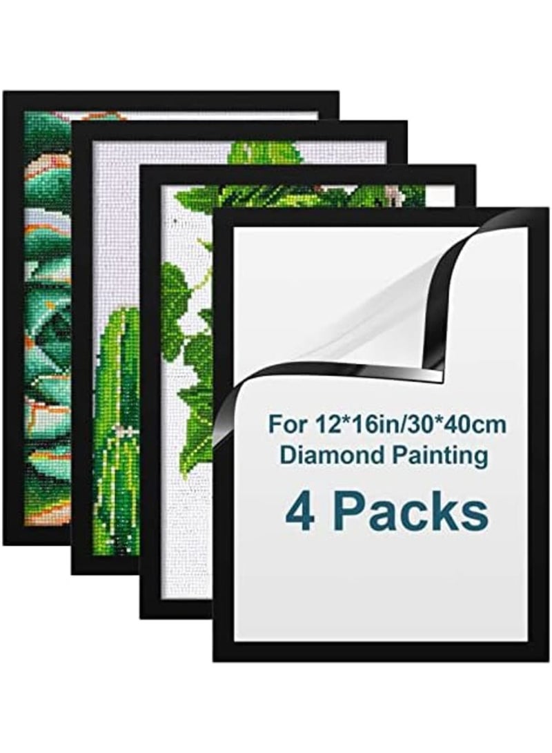 SYOSI 4 قطع إطارات لوحات الماس، 25 × 35 سم إطار صورة ماس ذاتي اللصق، إطارات مغناطيسية ذاتية اللصق للجدار والنوافذ والأبواب باللون الأسود، ديكور منزلي ومكتبي للجدران - Image 1