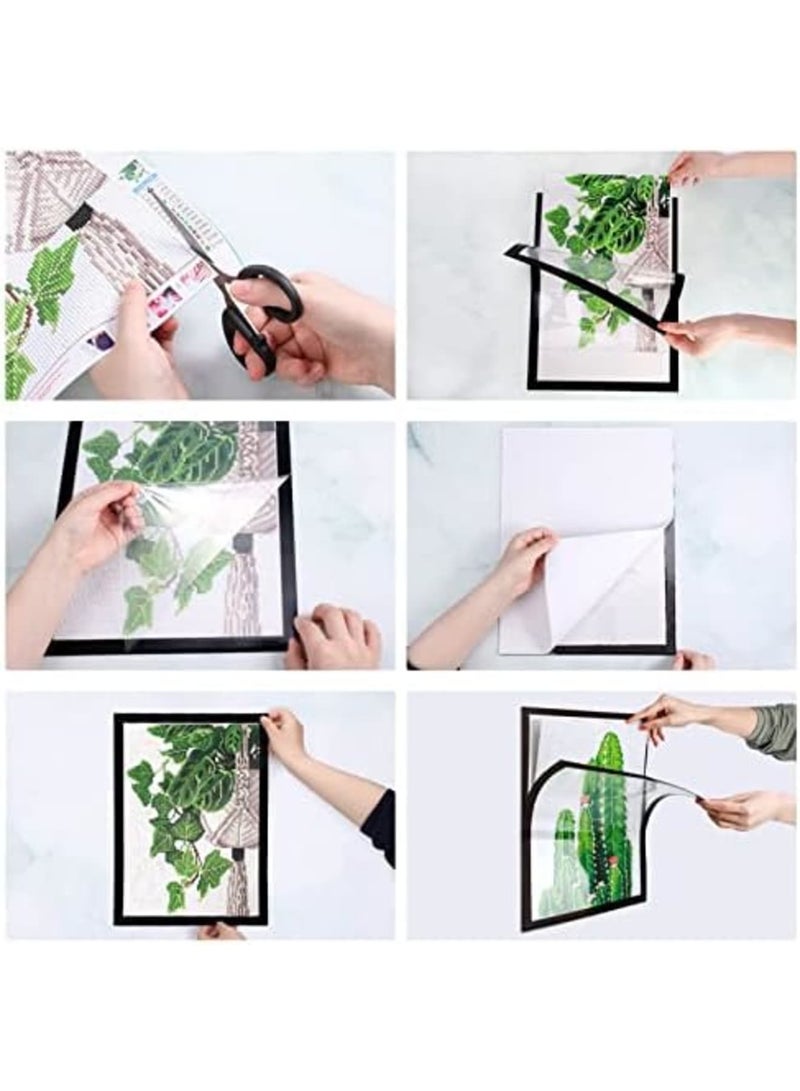 SYOSI 4 قطع إطارات لوحات الماس، 25 × 35 سم إطار صورة ماس ذاتي اللصق، إطارات مغناطيسية ذاتية اللصق للجدار والنوافذ والأبواب باللون الأسود، ديكور منزلي ومكتبي للجدران - Image 3