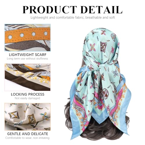 PALAY® 3PCS 35 In Square Head Scarf for Women Fashion Printed Headscarf Polyester Ice Silk Satin Scarf Scarves Elegant Neck Scarves - Image 4