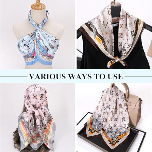 PALAY® 3PCS 35 In Square Head Scarf for Women Fashion Printed Headscarf Polyester Ice Silk Satin Scarf Scarves Elegant Neck Scarves - Image 3