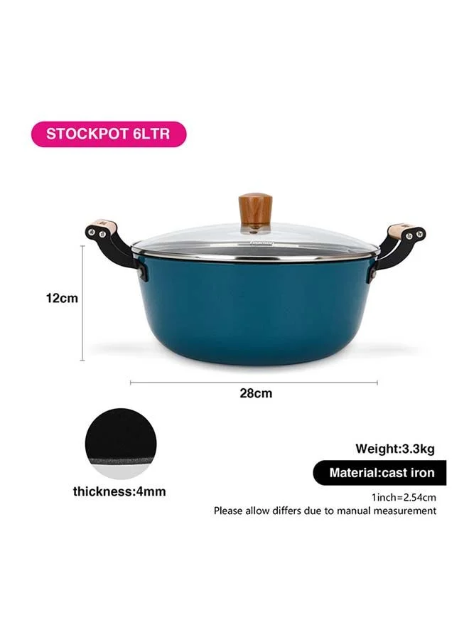 Fissman  Enamelled Lightweight Non-stick Coating Stockpot With Glass 6ltr  | Best Price UAE