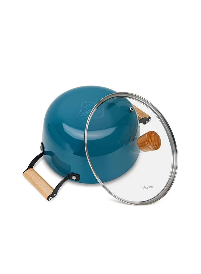Fissman  Enamelled Lightweight Non-stick Coating Stockpot With Glass 6ltr  | Best Price UAE