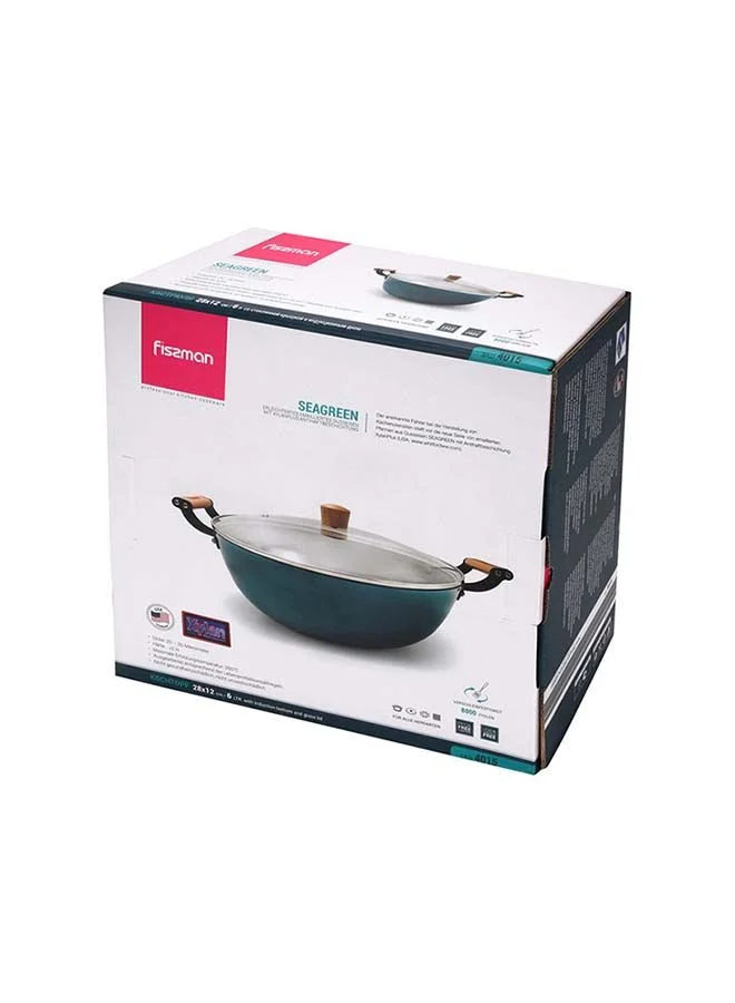 Fissman  Enamelled Lightweight Non-stick Coating Stockpot With Glass 6ltr  | Best Price UAE