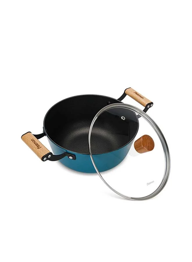Fissman  Enamelled Lightweight Non-stick Coating Stockpot With Glass 6ltr  | Best Price UAE