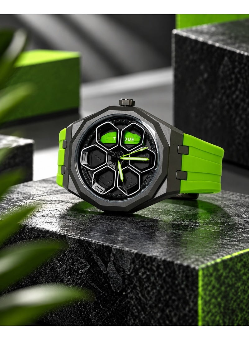 VOGUE VENUE TORQUE SERIES LUXUARY CAR SPINNER WHEEL WATCHES WITH GREEN STRAP BY VOGUE VENUE - Image 2