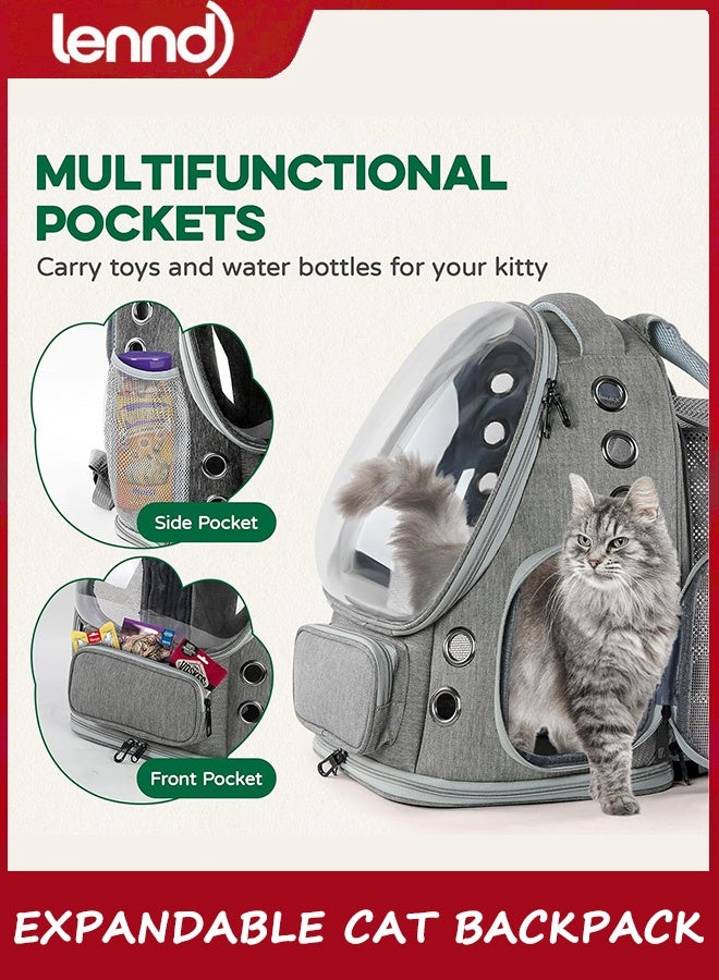 LENND Cat Backpack Carrier, Bubble Expandable Cat Carrier for Cats or Small Dogs up to 7KG, Airline-Approved, Large Space & Breathable Pet Backpack for Traveling, Hiking - Image 5