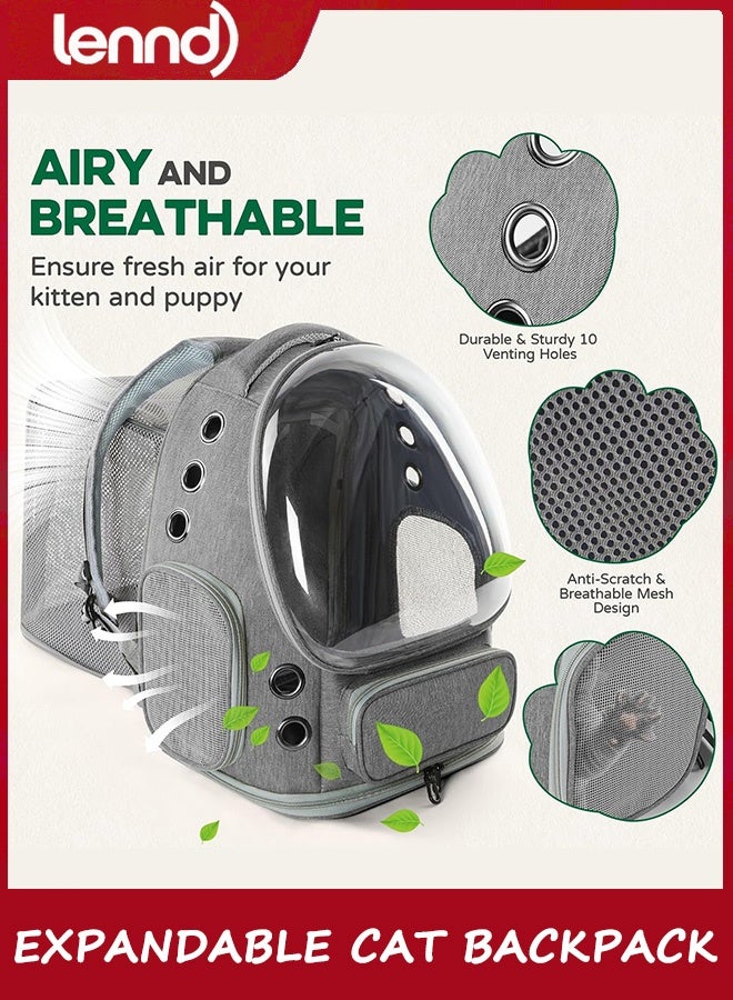 LENND Cat Backpack Carrier, Bubble Expandable Cat Carrier for Cats or Small Dogs up to 7KG, Airline-Approved, Large Space & Breathable Pet Backpack for Traveling, Hiking - Image 3